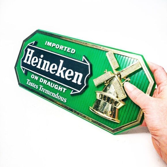 3D Plastic Imported Heineken On Draught Tastes Tremendous Wall Sign - Picture 4 of 8